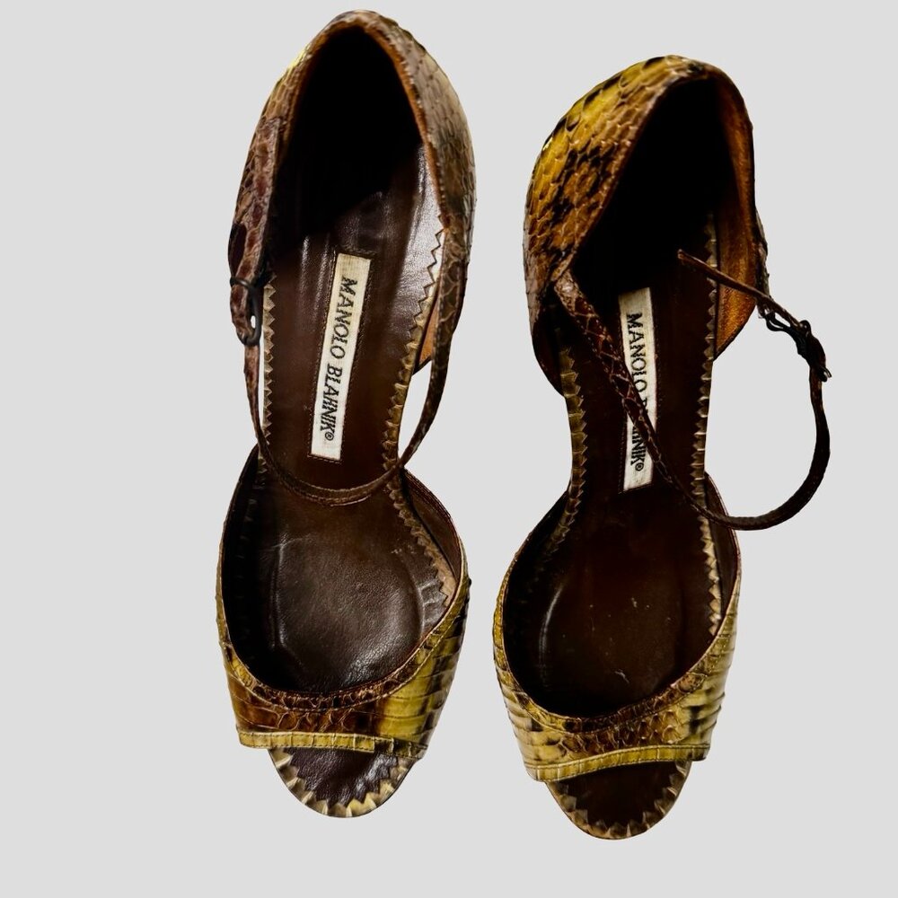 Manolo Blahnik Brown/Green Python D’Orsay Heels –… - image 2